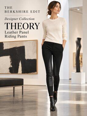Theory Riding Pant C Black Ponte Lamb Leather Panel Skinny Pants 00